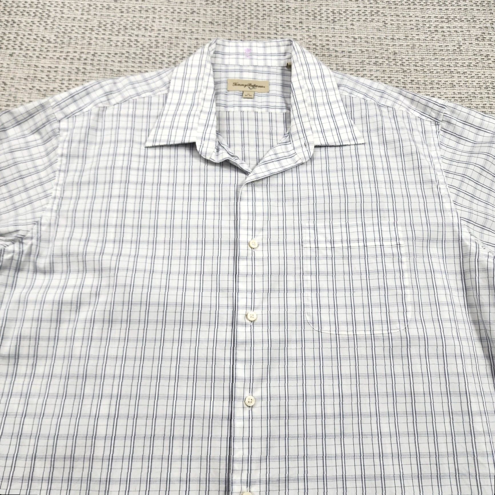 Tommy Bahama Tommy Bahama Shirt Mens 17 32-33 White Blue Plaid Long Sleeve Button Down Dress Size 46R - 4 Thumbnail