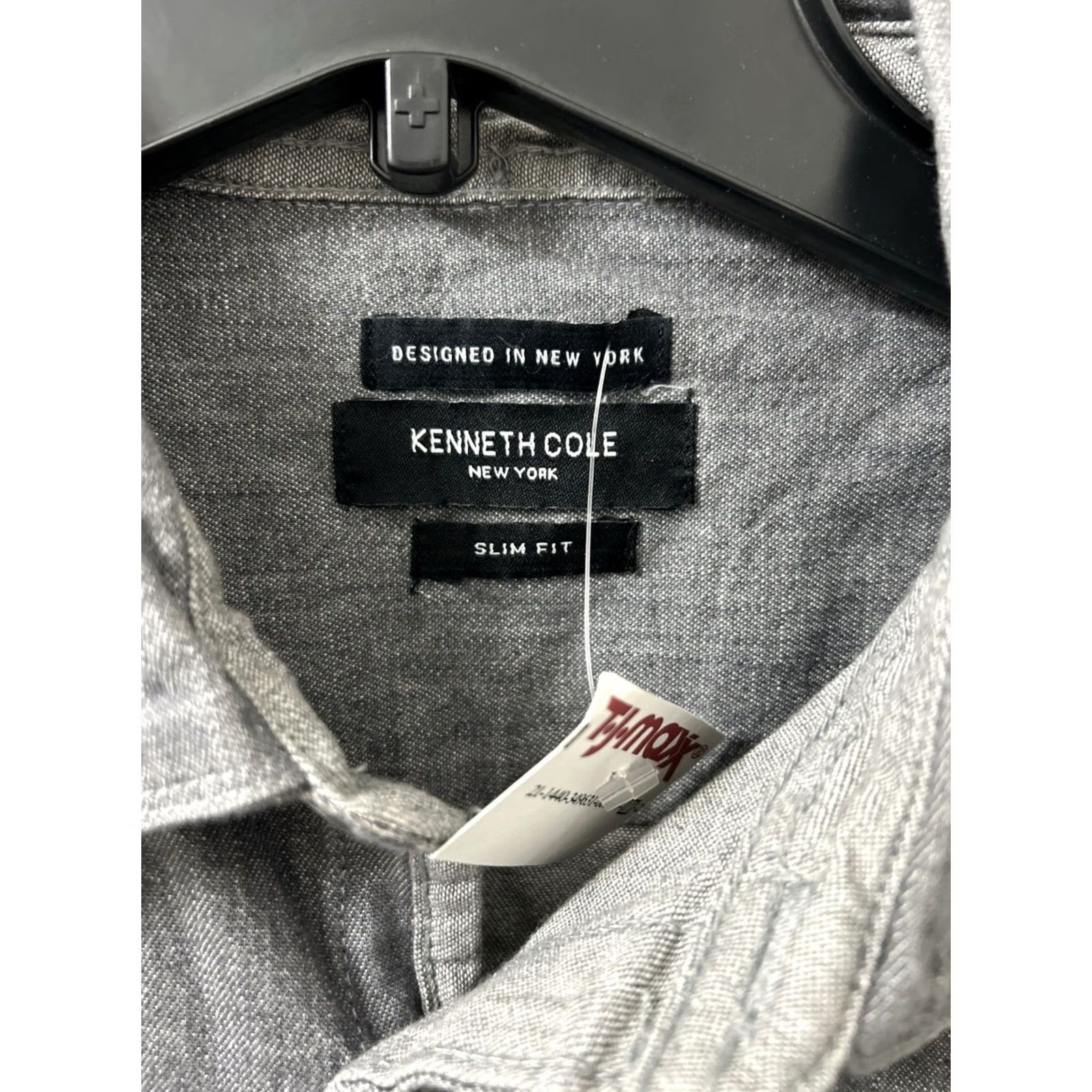 Kenneth Cole Kenneth Cole Shirt Mens L Gray Oxford Slim Fit Stretch Button Down L/S Cotton Spandex Chambray Dress Shirt Size US L / EU 52-54 / 3 - 5 Thumbnail