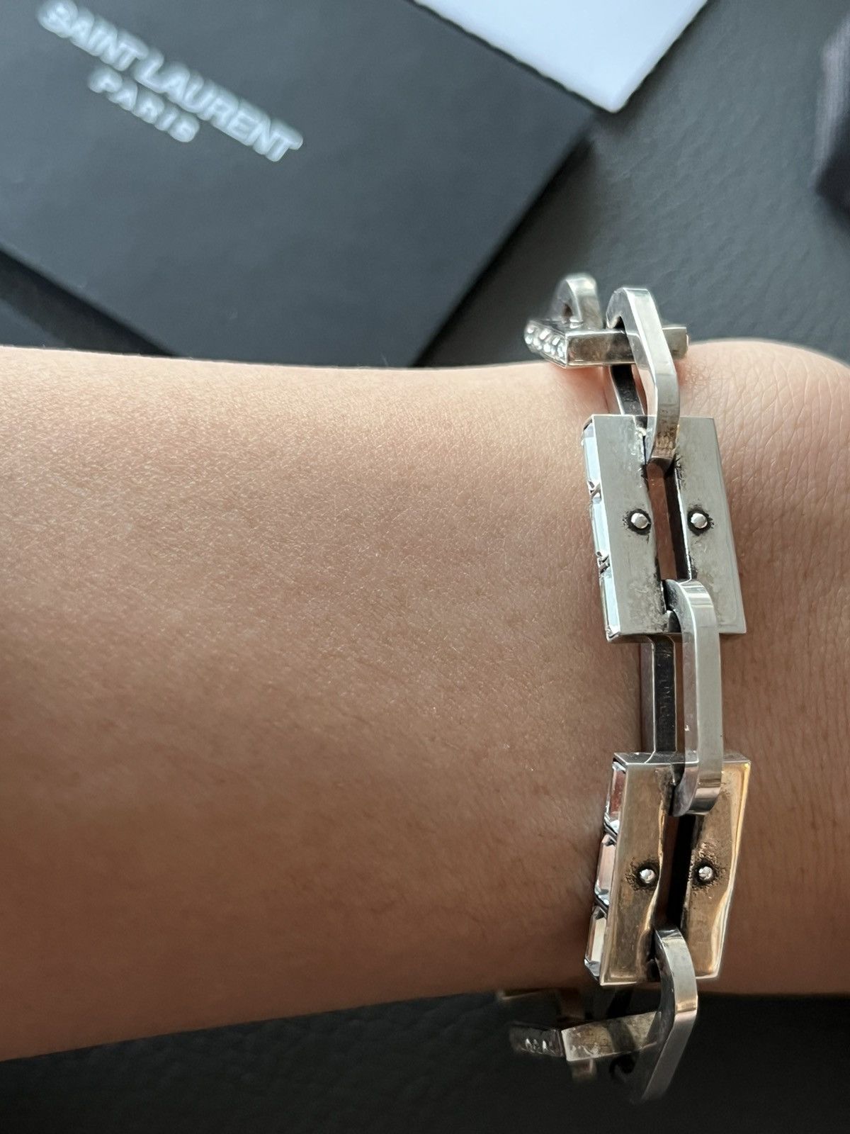 Saint Laurent Paris Saint Laurent Runway Brass Metal Distressed Punk Bracelet Size ONE SIZE - 17 Thumbnail