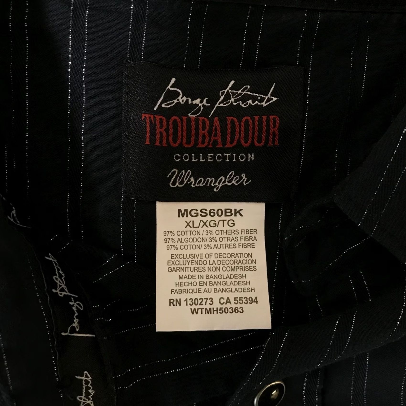 George GEORGE STRAIT TROUBADOUR COLLECTION - XL BLACK - SILVER BUTTON UP SHIRT Size US XL / EU 56 / 4 - 7 Thumbnail