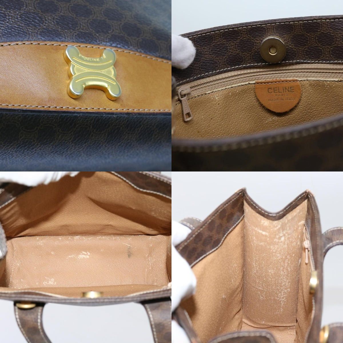 Celine CELINE Macadam Canvas Hand Bag Pvc Brown Size ONE SIZE - 11 Thumbnail