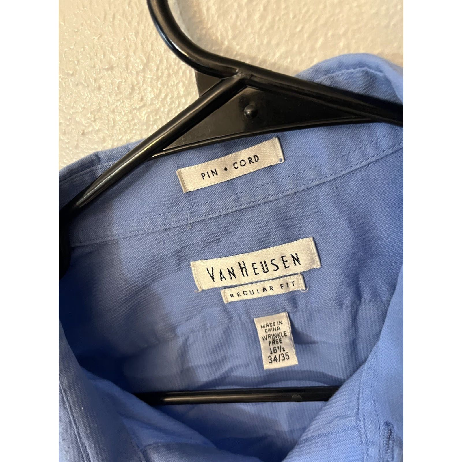 Van Heusen Van Heusen Shirt Mens Size 16.5 Blue Pin Cord Long Sleeve Button Up Cotton Blend Size US L / EU 52-54 / 3 - 2 Thumbnail