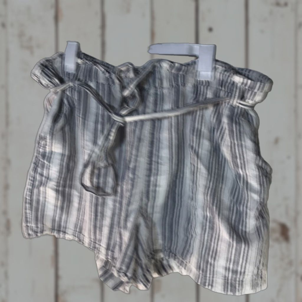 Vintage A New Approach Striped Pull On Shorts Women's 2XL White Blue Beige Paperbag Casual Everyday Size 40" / US 18 - 1 Thumbnail