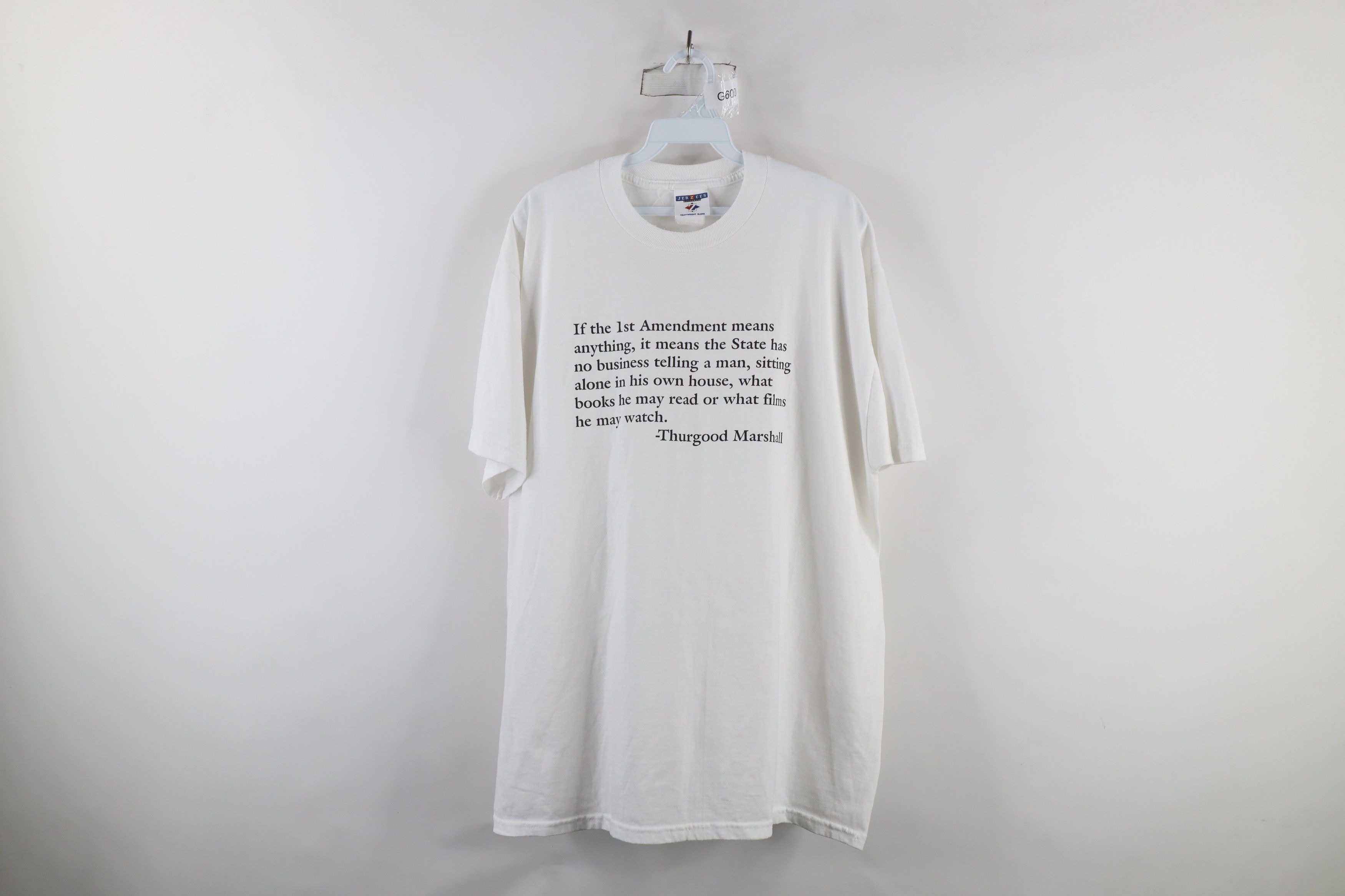 Vintage Vintage 90s Thurgood Marshall Short Sleeve T-Shirt White Size US XL / EU 56 / 4 - 1 Thumbnail