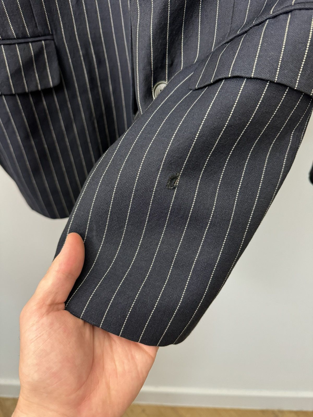 Gucci Gucci Navy Pin-stripe Blazer Vintage Casual Designer Rare Size 50R - 10 Thumbnail