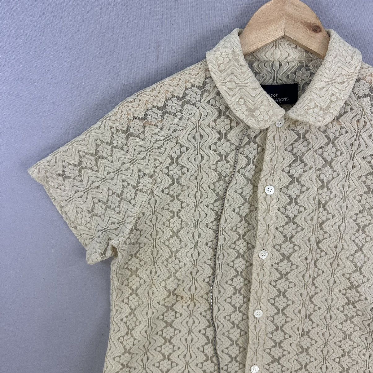 Comme des Garcons Vintage AD1999 Tricot CDG Lace Short Sleeve Button Up Blouse Size S / US 4 / IT 40 - 2 Thumbnail