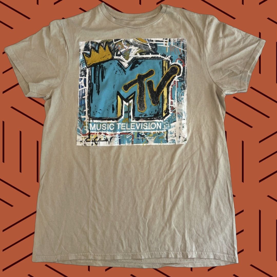 Logo 7 MTV Basquiat Style Logo NYC Shirt Adult Medium Tan Beige City Graphic Print Logo Men Tee 2020s Size US M / EU 48-50 / 2 - 1 Thumbnail