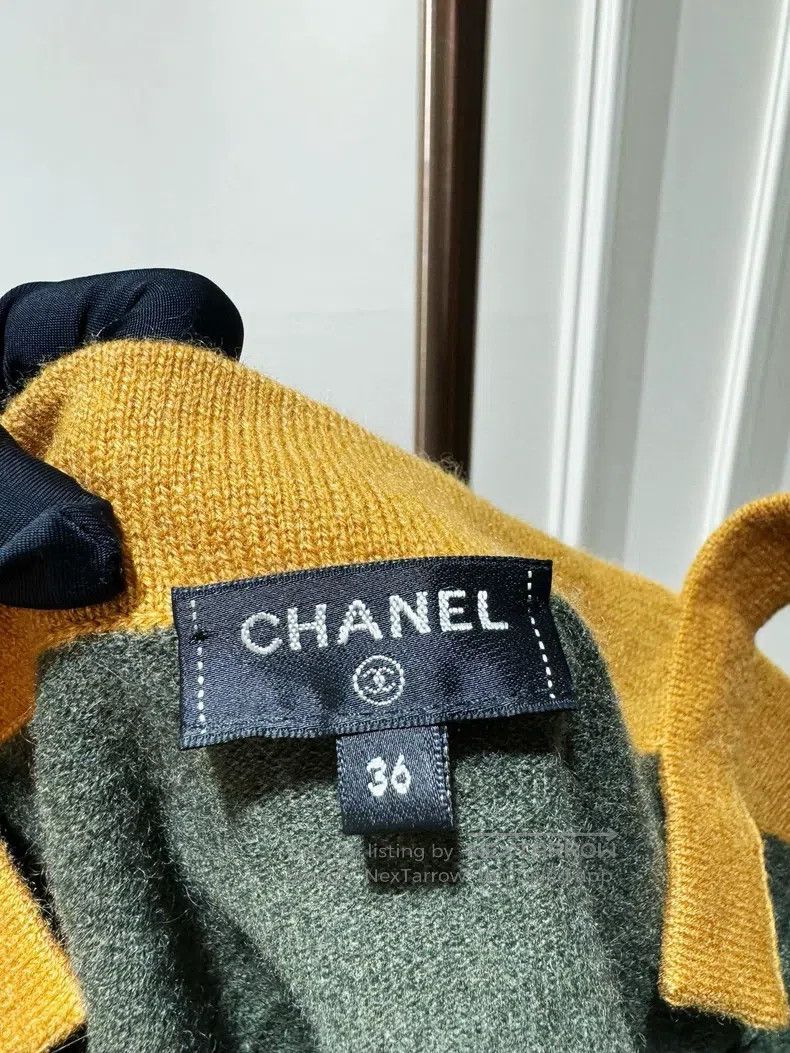 Chanel Chanel Dark green colour-blocked rhinestone buckle cashmer Size XS / US 0-2 / IT 36-38 - 4 Thumbnail