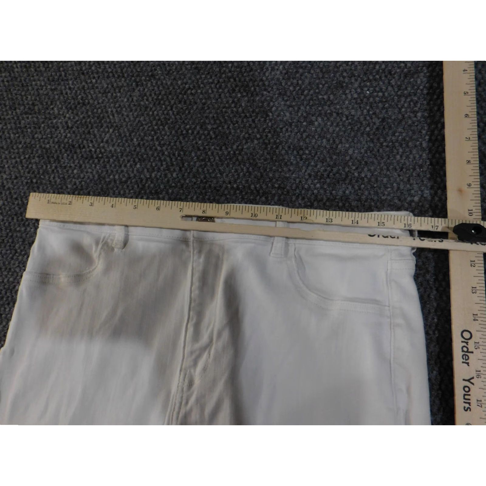Vintage American Eagle Jeans Women 16 Long White Hi-Rise Jegging Distressed Frayed Hem Womens Size 38" / US 16 / IT 52 - 3 Thumbnail