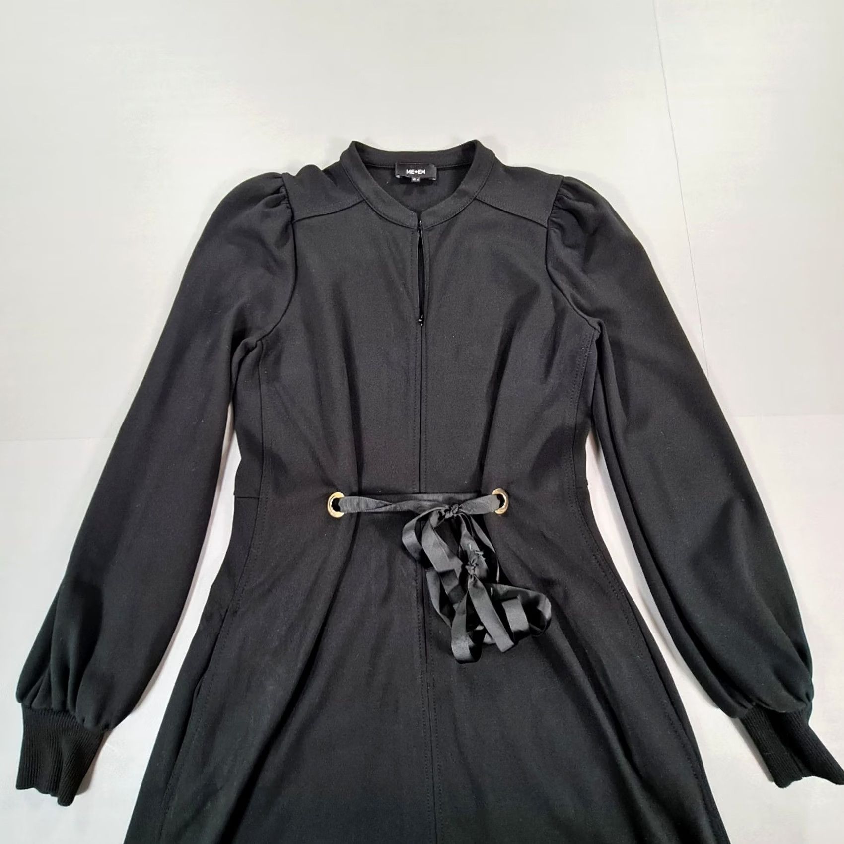 ME+EM ME+EM Dress Black 8 UK Maxi Long Sleeve Front Zip Pockets Tunic? Size M / US 6-8 / IT 42-44 - 3 Thumbnail