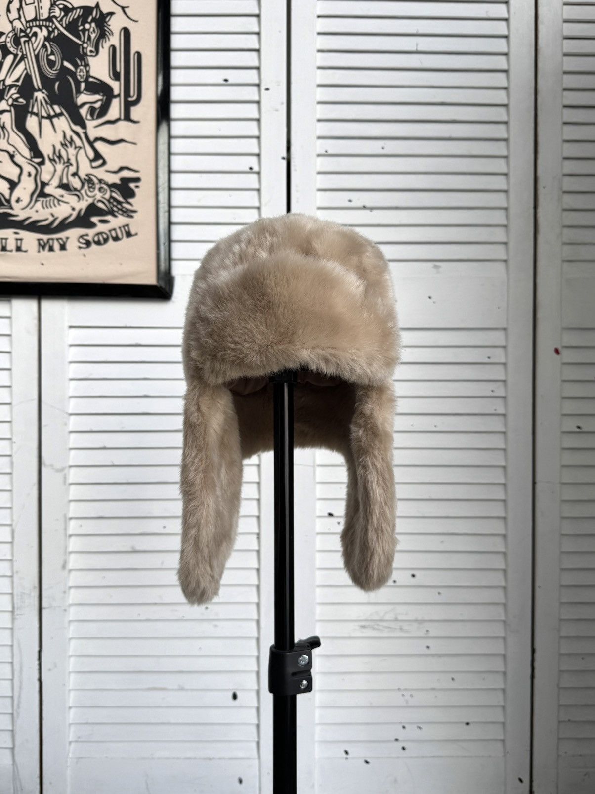 Vintage Vintage Centro Faux Fur Ushanka Trapper Hat Beige Size ONE SIZE - 2 Thumbnail