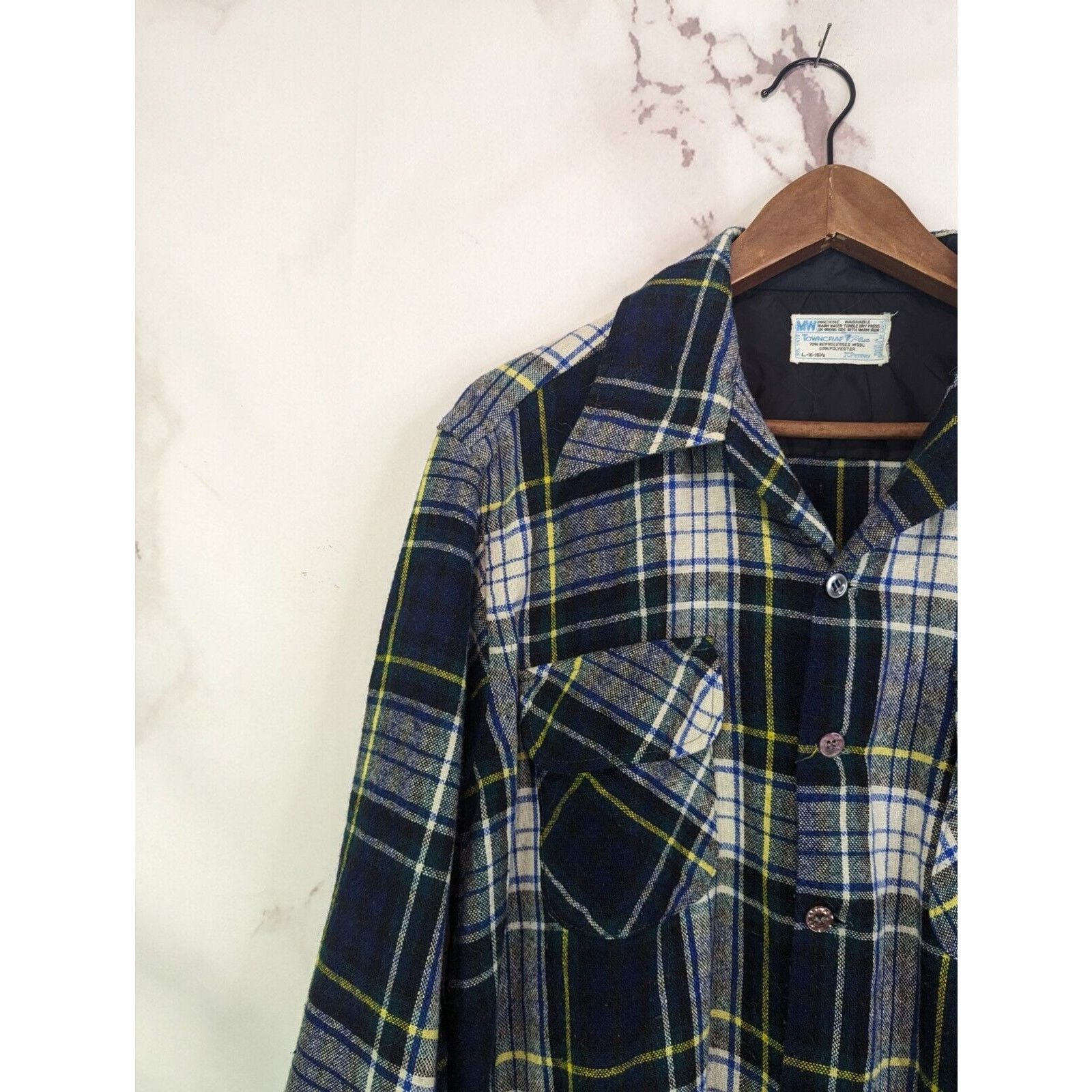 Vintage Vintage JC Penney Shirt Men L Wool Button 70s Flannel Black Size US L / EU 52-54 / 3 - 2 Thumbnail