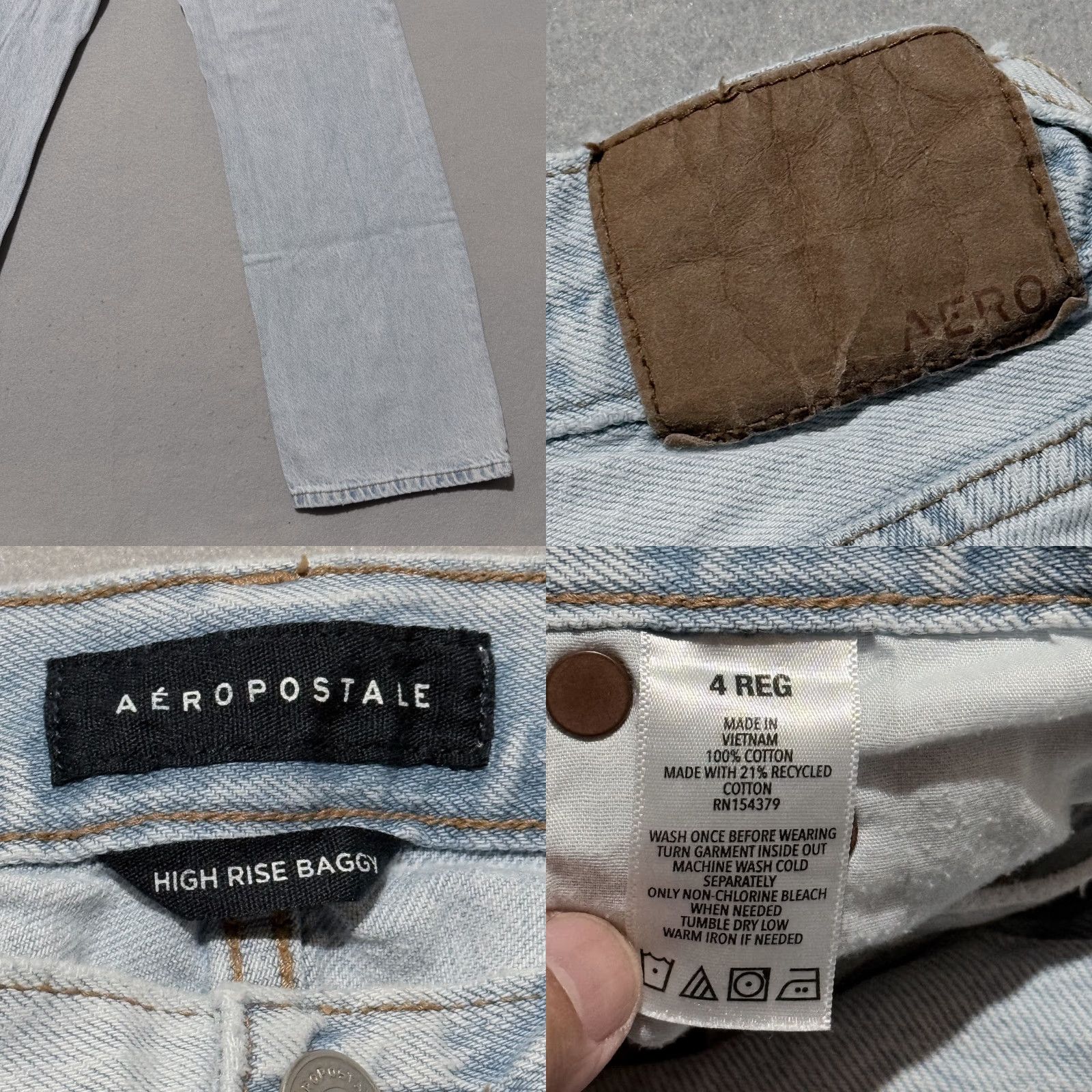 Vintage Aeropostale Jeans Women Blue Denim Straight Baggy High Rise 4 Pockets 5-Pocket Design 90s City Jeans Weave? Size 27" / US 4 / IT 40 - 8 Thumbnail