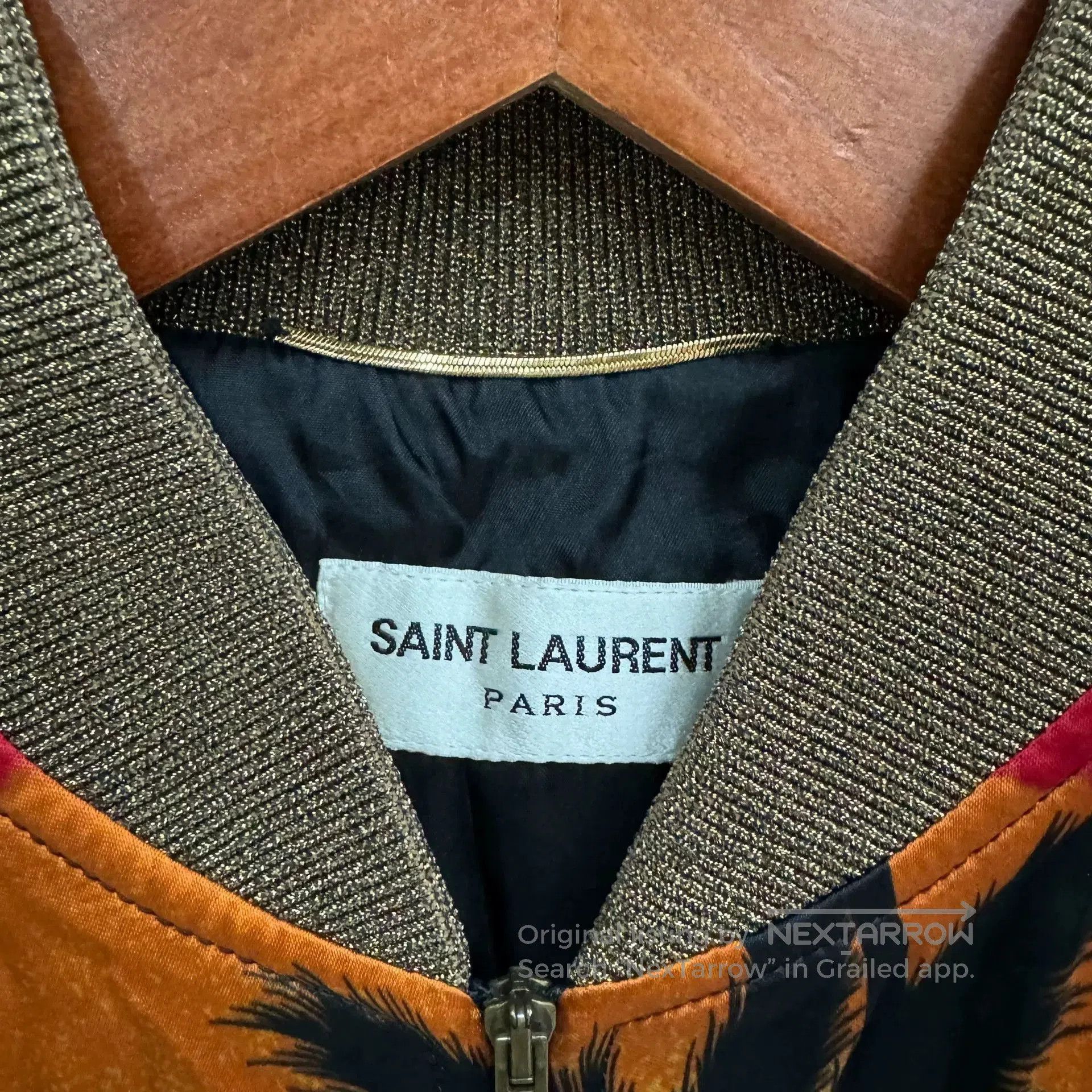 Saint Laurent Paris Saint Laurent Satin Palm Tree Bomber Jacket. Size XS / US 0-2 / IT 36-38 - 3 Thumbnail