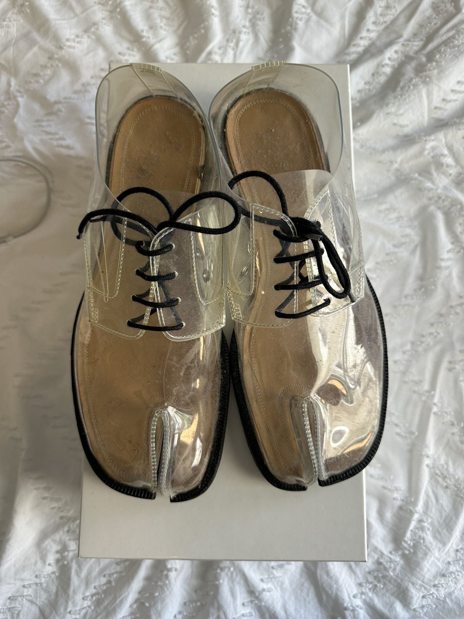 image of Maison Margiela Margiela Lace-Up Transparent Pvc Tabi Shoes in Clear, Men's (Size 8)