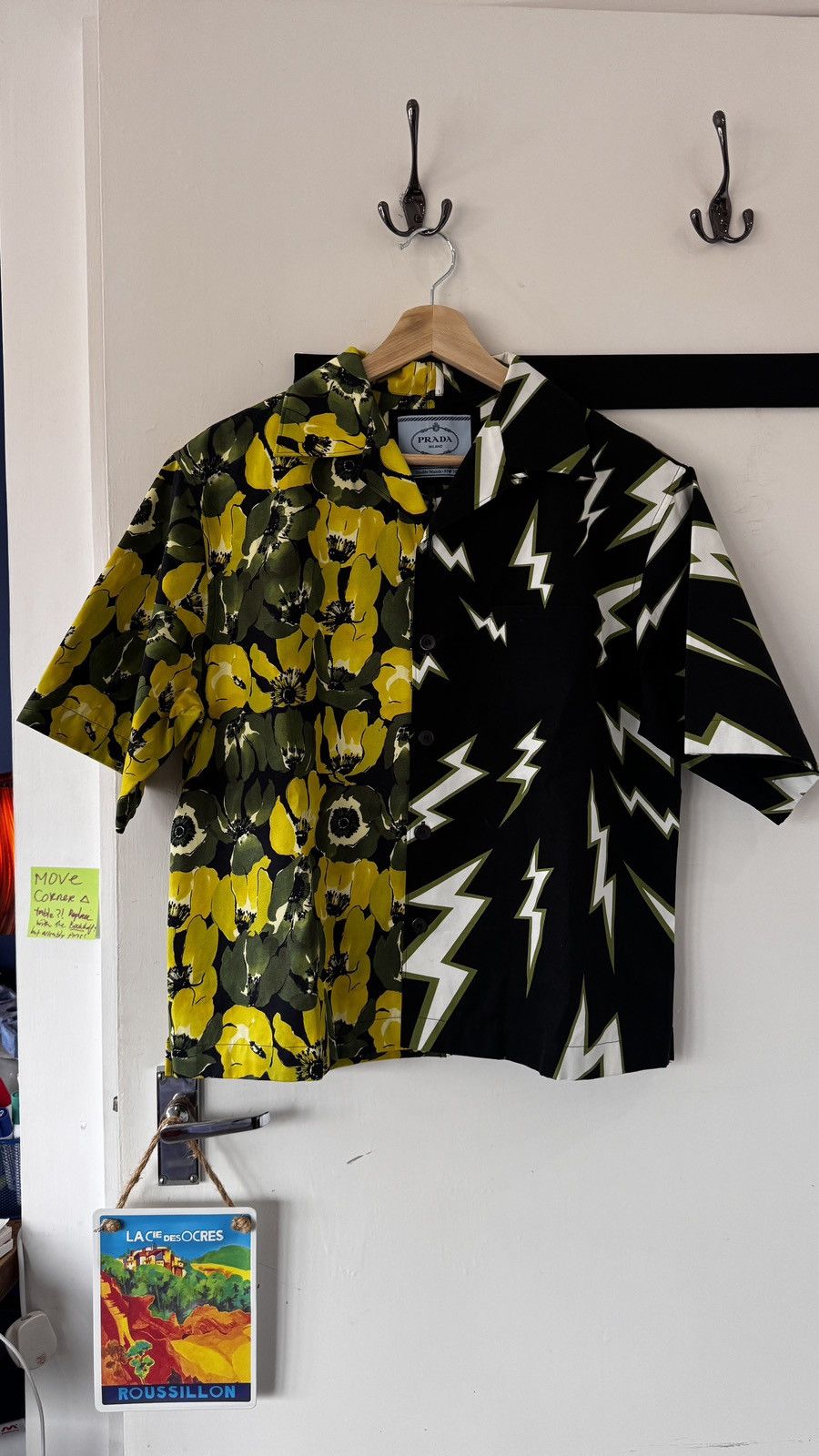 Prada × Raf Simons Prada split bowling shirt fw19 - frankenstein / banana Size US S / EU 44-46 / 1 - 1 Thumbnail
