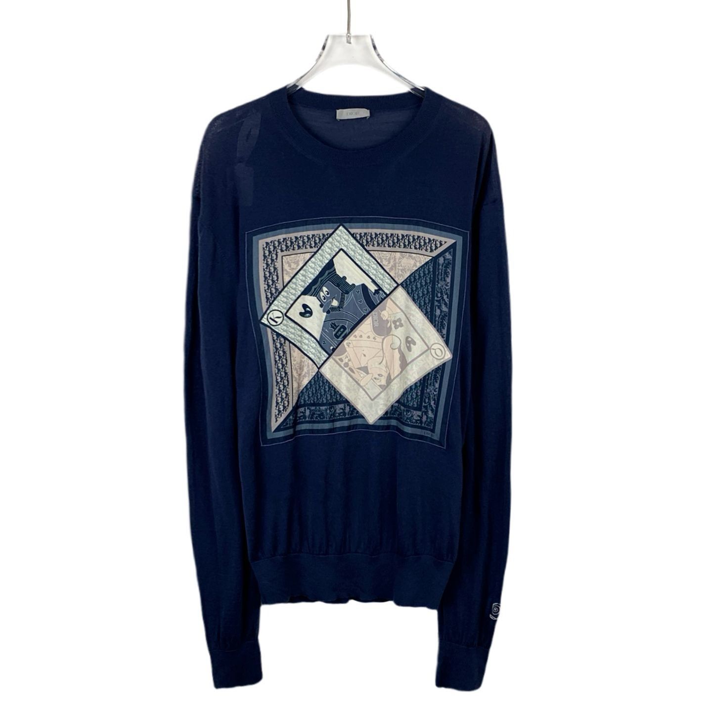 Dior Dior x Kenny Scharf Navy Logo Poker Print Wool Knit Sweater Size US XL / EU 56 / 4 - 1 Thumbnail