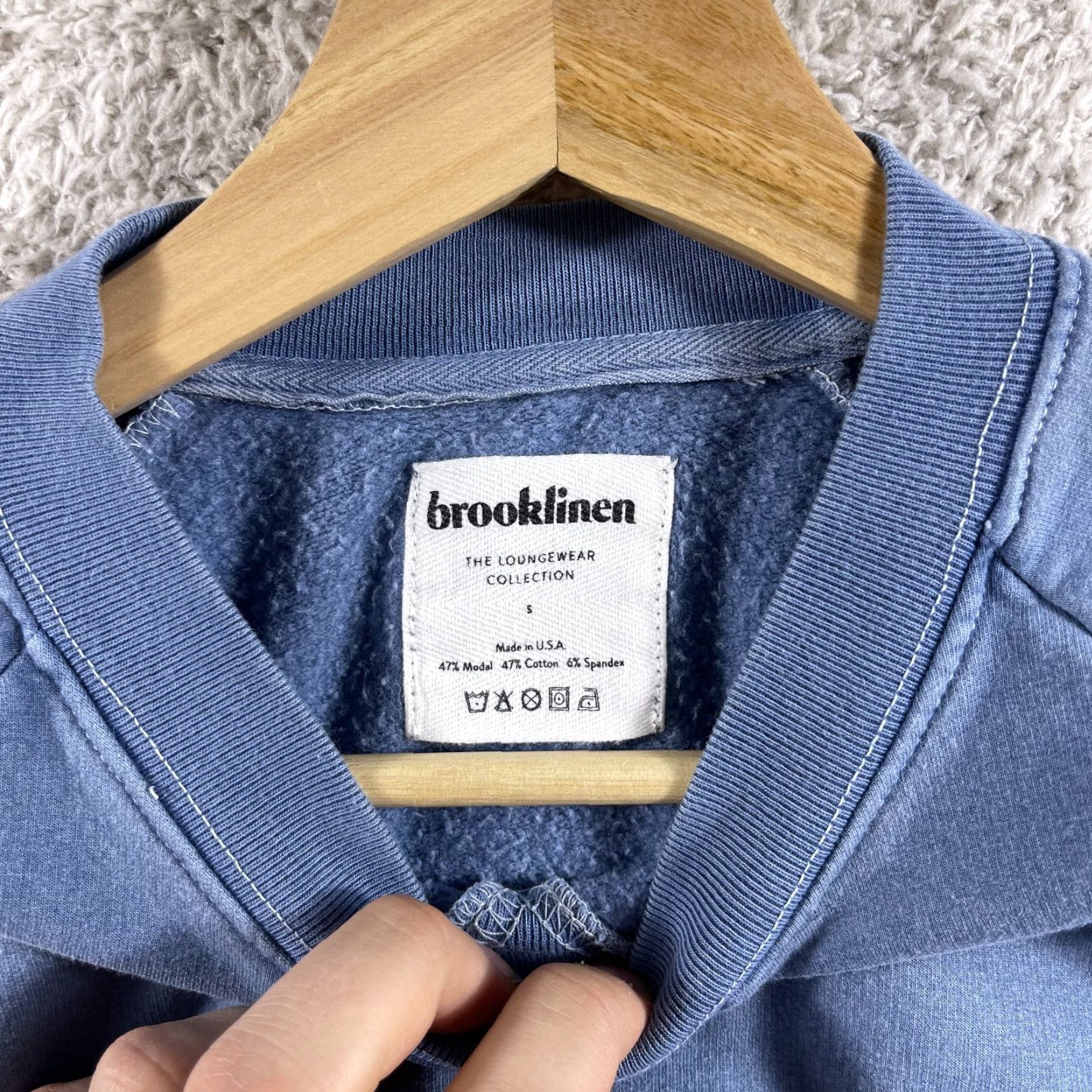 Vintage Brooklinen Sweatshirt Crewneck Women’s Small Blue USA Stretch Heavyweight Loungewear Pullover Size S / US 4 / IT 40 - 3 Thumbnail