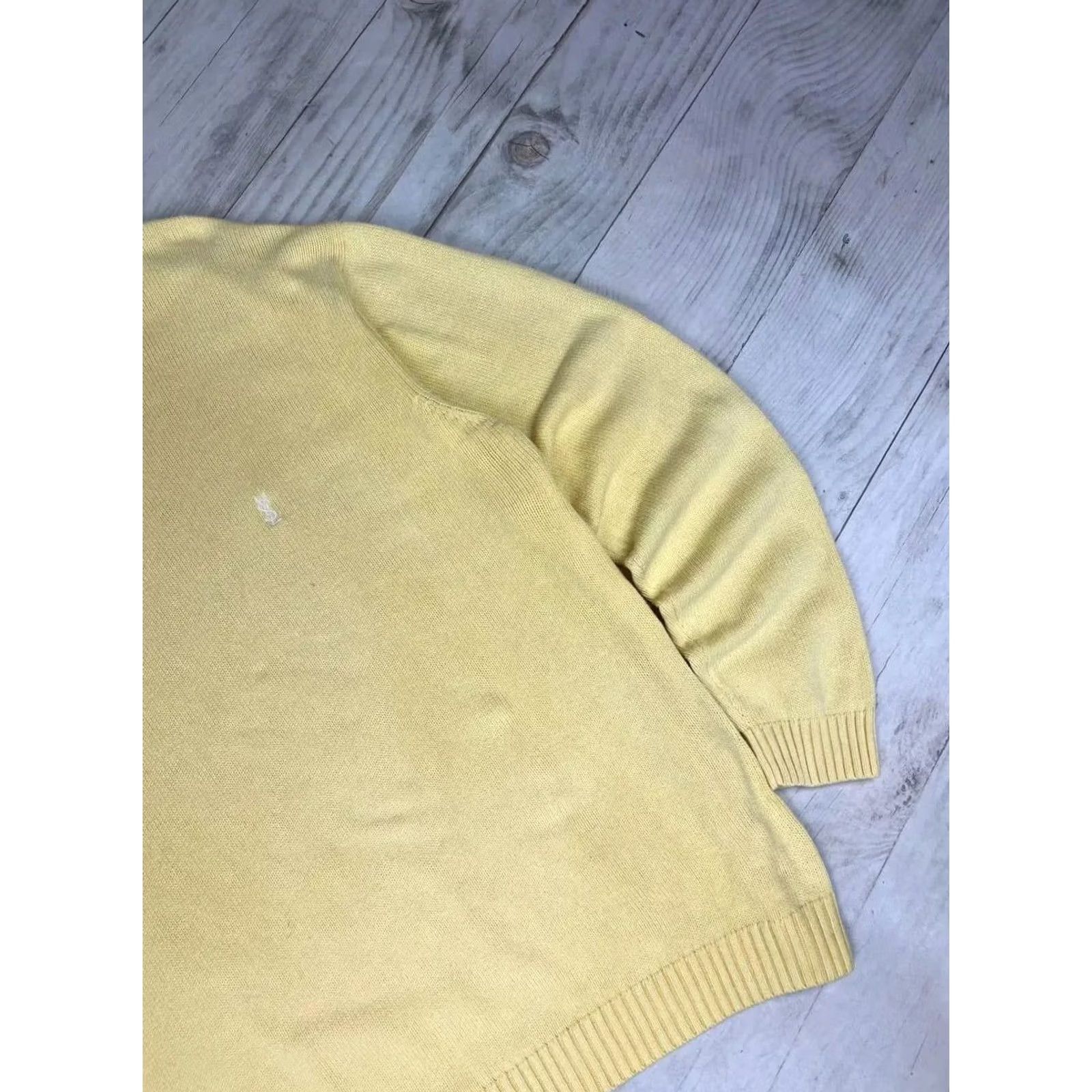 Yves Saint Laurent VINTAGE Yves Saint Laurent Knit Sweater YSL Men XL Yellow Knit Pullover Crew Neck Logo 90s Size US XL / EU 56 / 4 - 5 Thumbnail