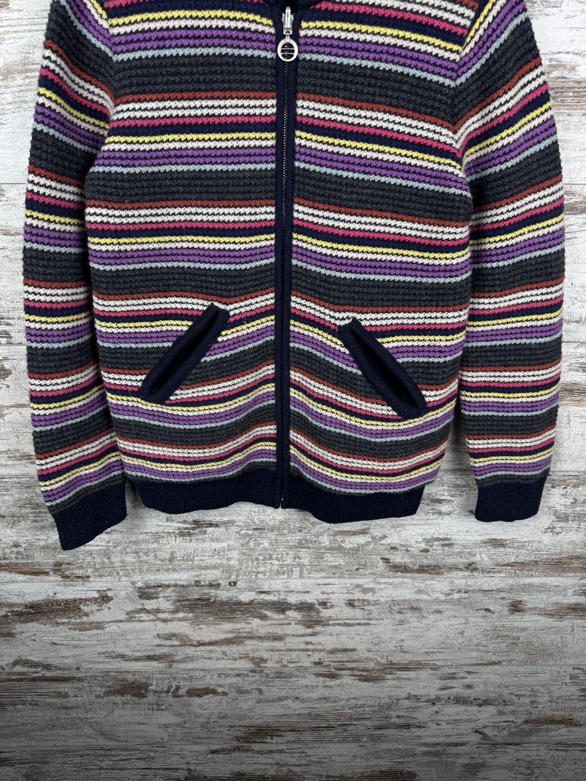 Folk Mens Vintage Folk reversible knitted bombers sweater jacket Size US S / EU 44-46 / 1 - 4 Thumbnail