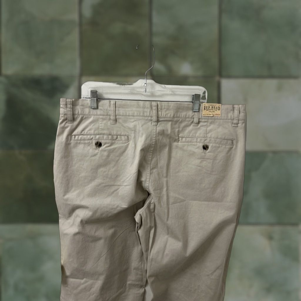 CO VINTAGE None RedHead Brand Co. Chino Pants Mens 40x34 Tan Khaki Straight Leg NWT Stretch Cotton Blend Leather? Size US 40 / EU 56 - 1 Thumbnail
