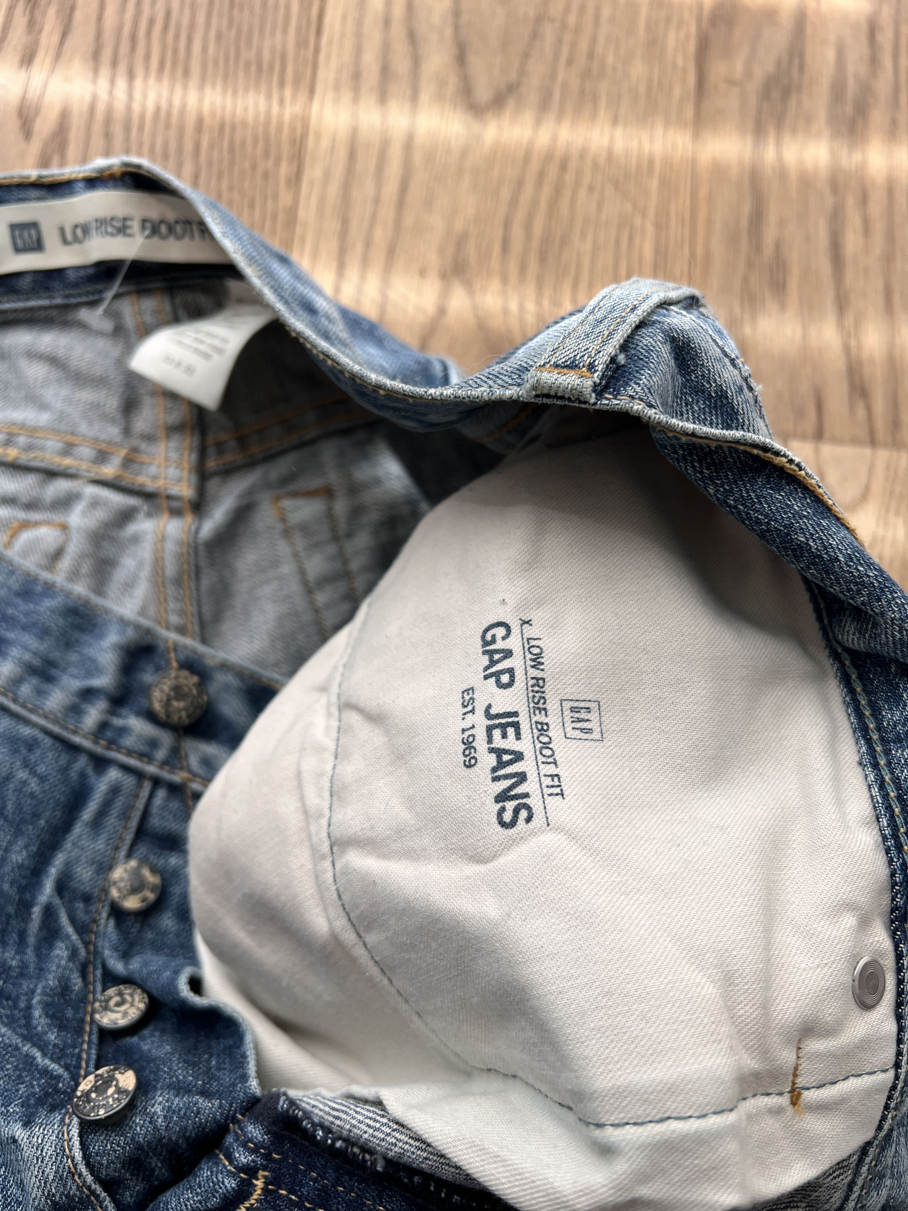 Gap Crazy Y2K GAP boot cut washed denim flared vintage 2000s low Size US 33 - 20 Thumbnail