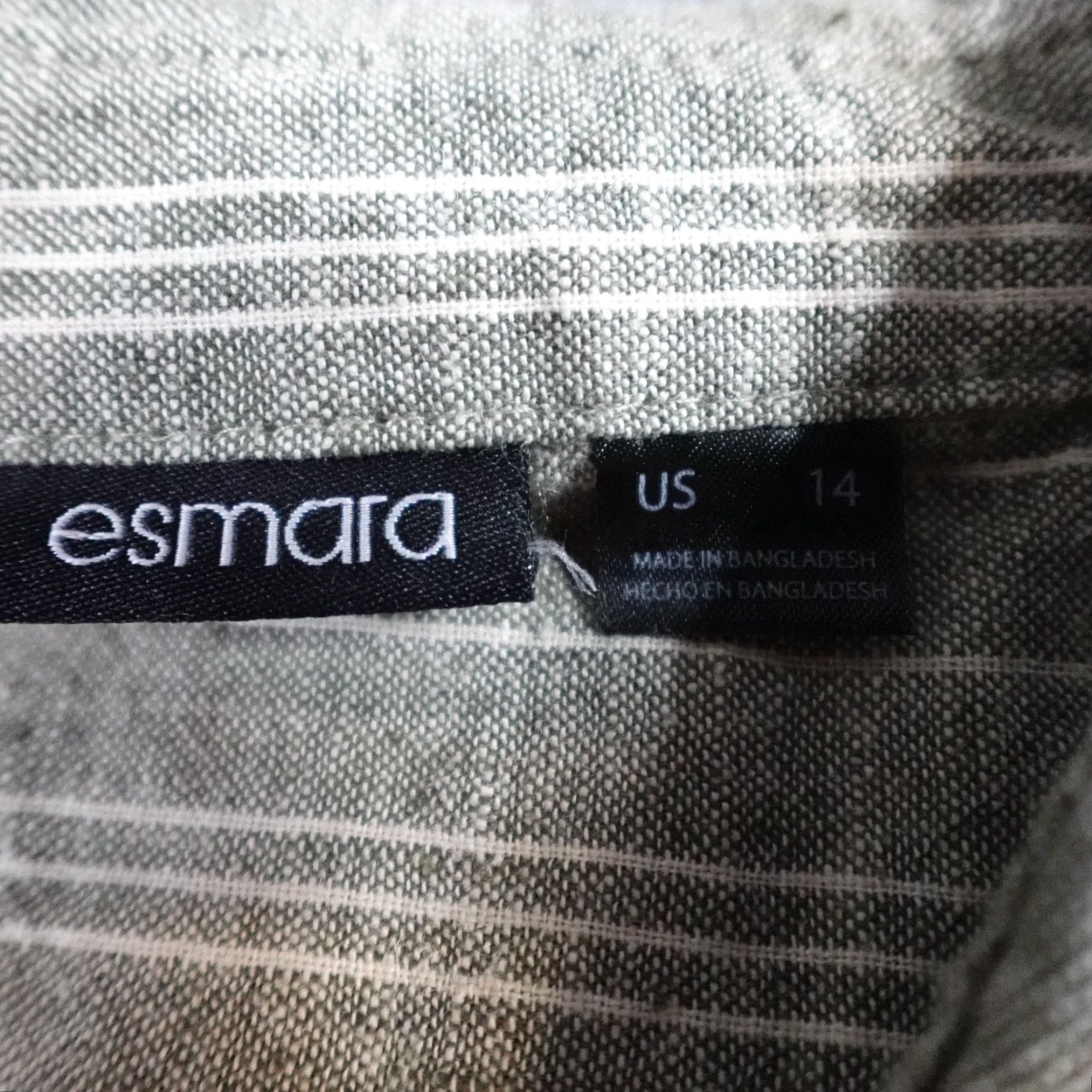 Vintage ESMARA Dress Shirt Dress Striped Green Belted Sleeveless Knee Length Cotton Linen Blend 14 Size XL / US 12-14 / IT 48-50 - 4 Thumbnail