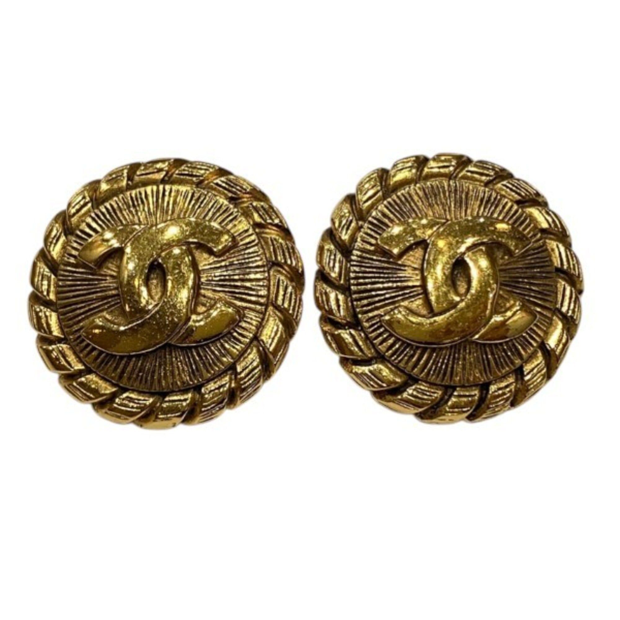 Chanel Chanel Coco Mark Gold Vintage Brand Earrings for Women Size ONE SIZE - 1 Thumbnail