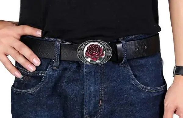 Japanese Brand Metal Floral Red Roses belt buckle ( no belt ) Size ONE SIZE - 1 Thumbnail