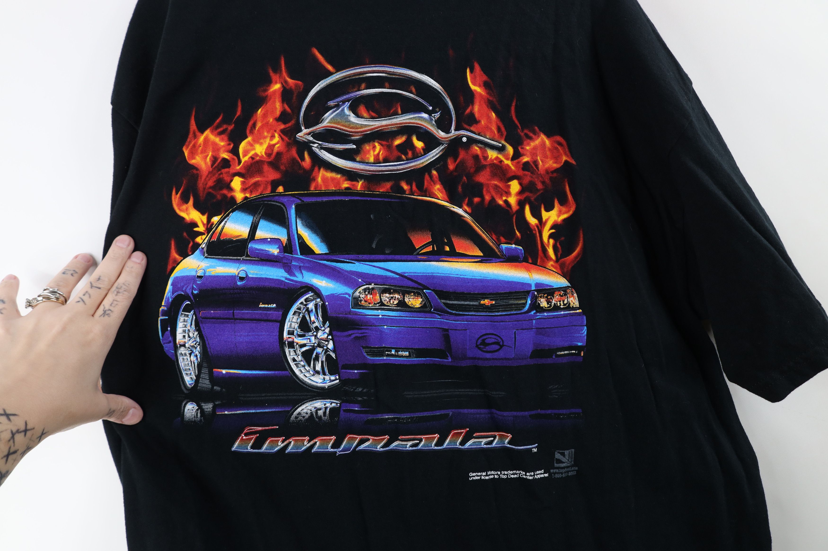 Vintage Vintage Y2K General Motors Impala Car Fire Flames T-Shirt Size US XL / EU 56 / 4 - 9 Thumbnail