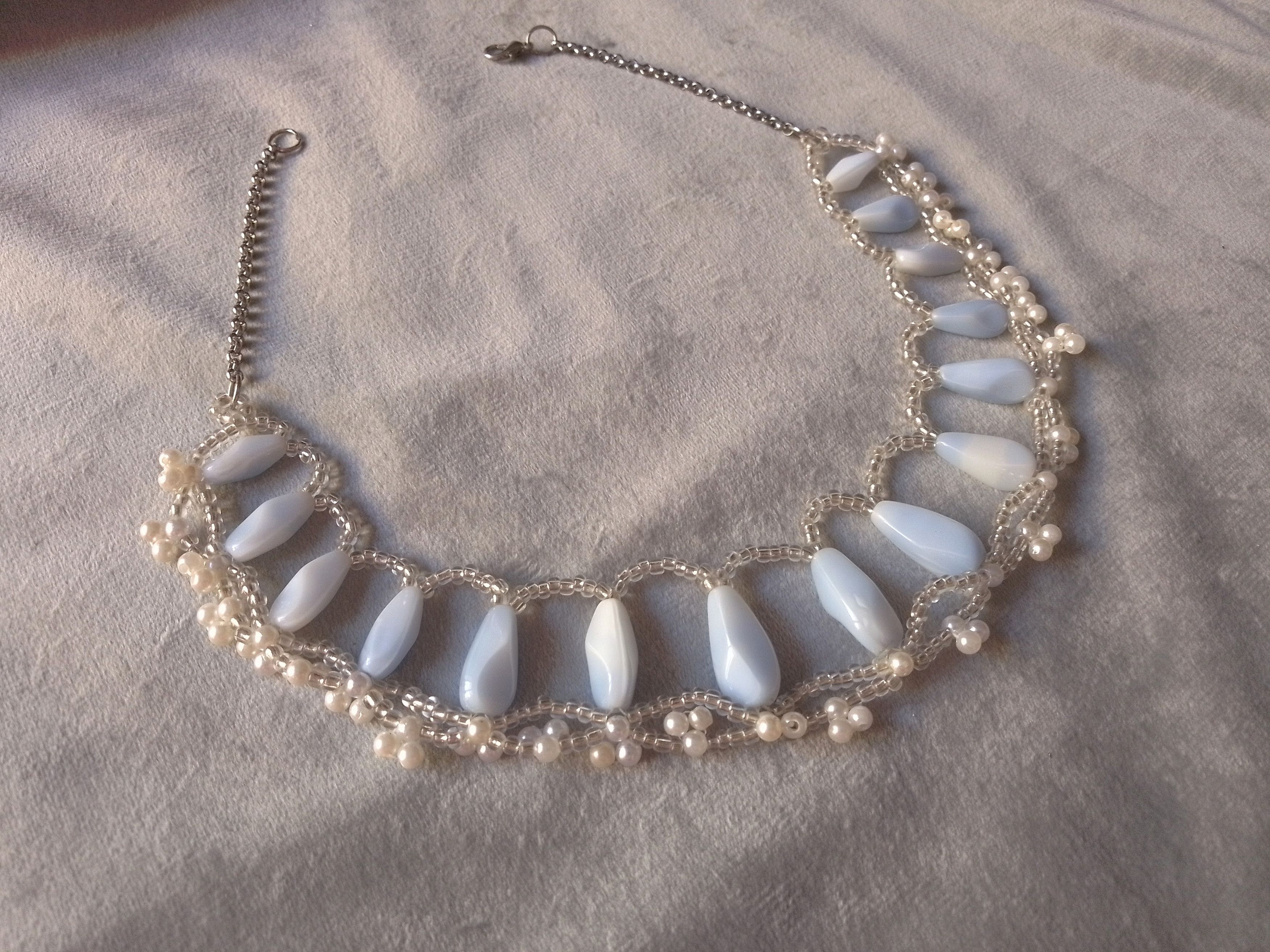Handmade Necklace Tumbled Blue Quartz Stones Elegant Wedding Size ONE SIZE - 5 Thumbnail