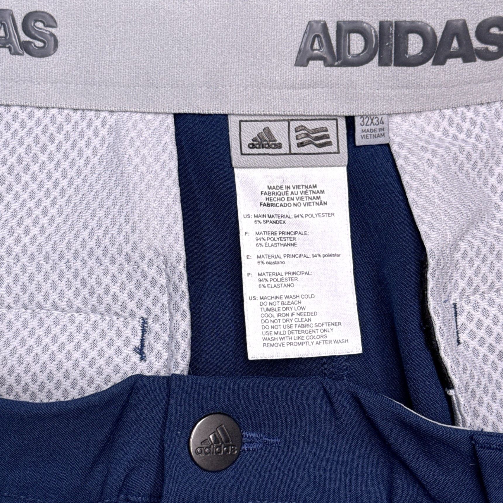 Adidas Adidas Pants Mens 32x34 Blue Stretch Flat Front Athletic Straight Chino Logo Rise 10-12 In Middle Inseam 34 Vintage No Size US 32 / EU 48 - 5 Thumbnail