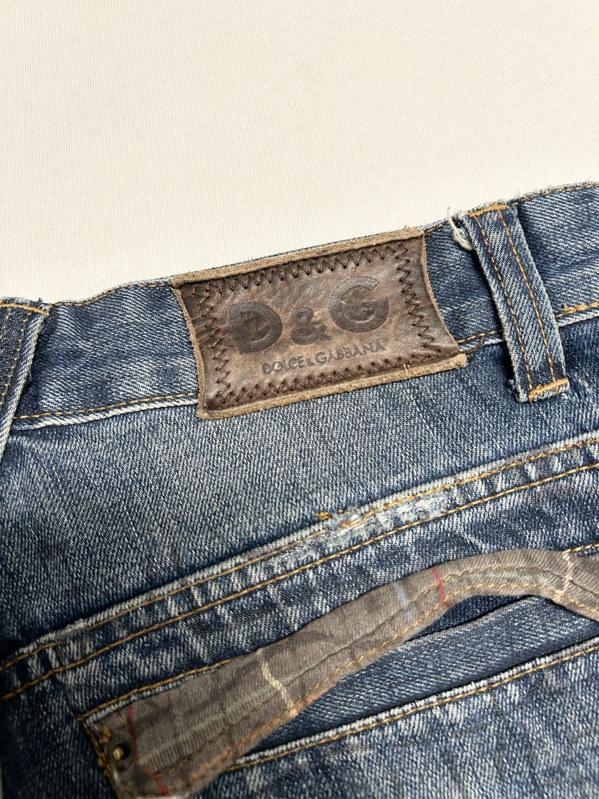 Dolce & Gabbana 2000s Croc Print Suede Pocket Denim Size US 31 - 8 Thumbnail