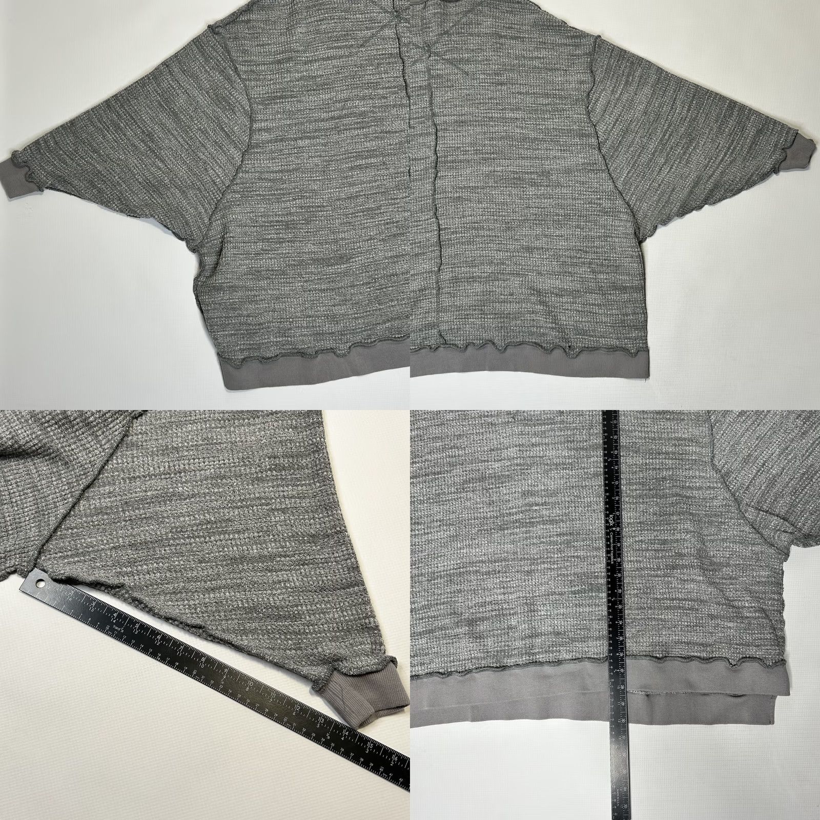 Vintage We the Free People Thermal Waffle Knit Top Shirt Gray Small Oversized Dolman Sleeve Round Neck Blouse Women Fall Winter Bohemian Size S / US 4 / IT 40 - 8 Thumbnail
