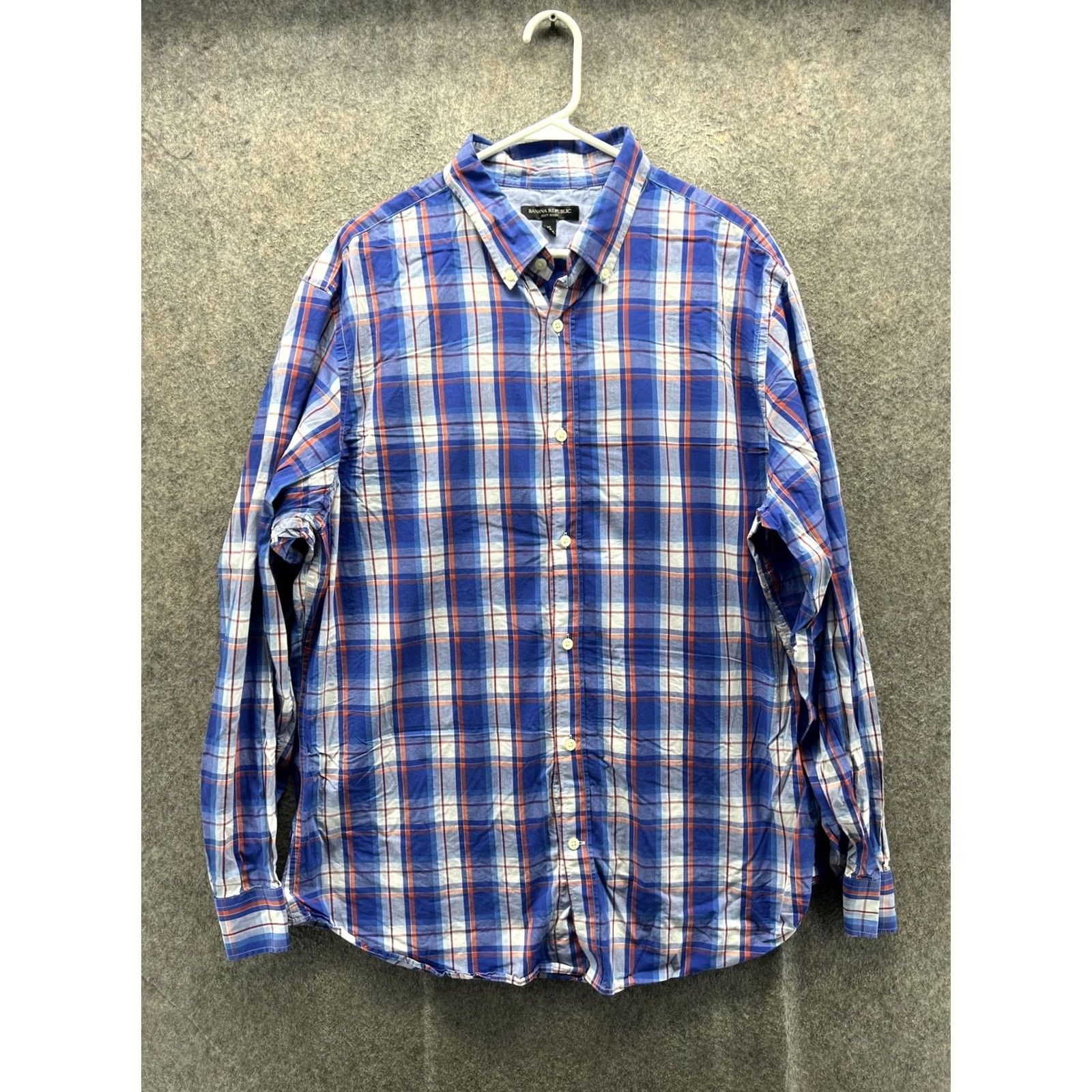 Banana Republic Banana Republic Shirt Mens XL Blue Plaid Long Sleeve Button Front Casual Woven Size US XL / EU 56 / 4 - 2 Thumbnail