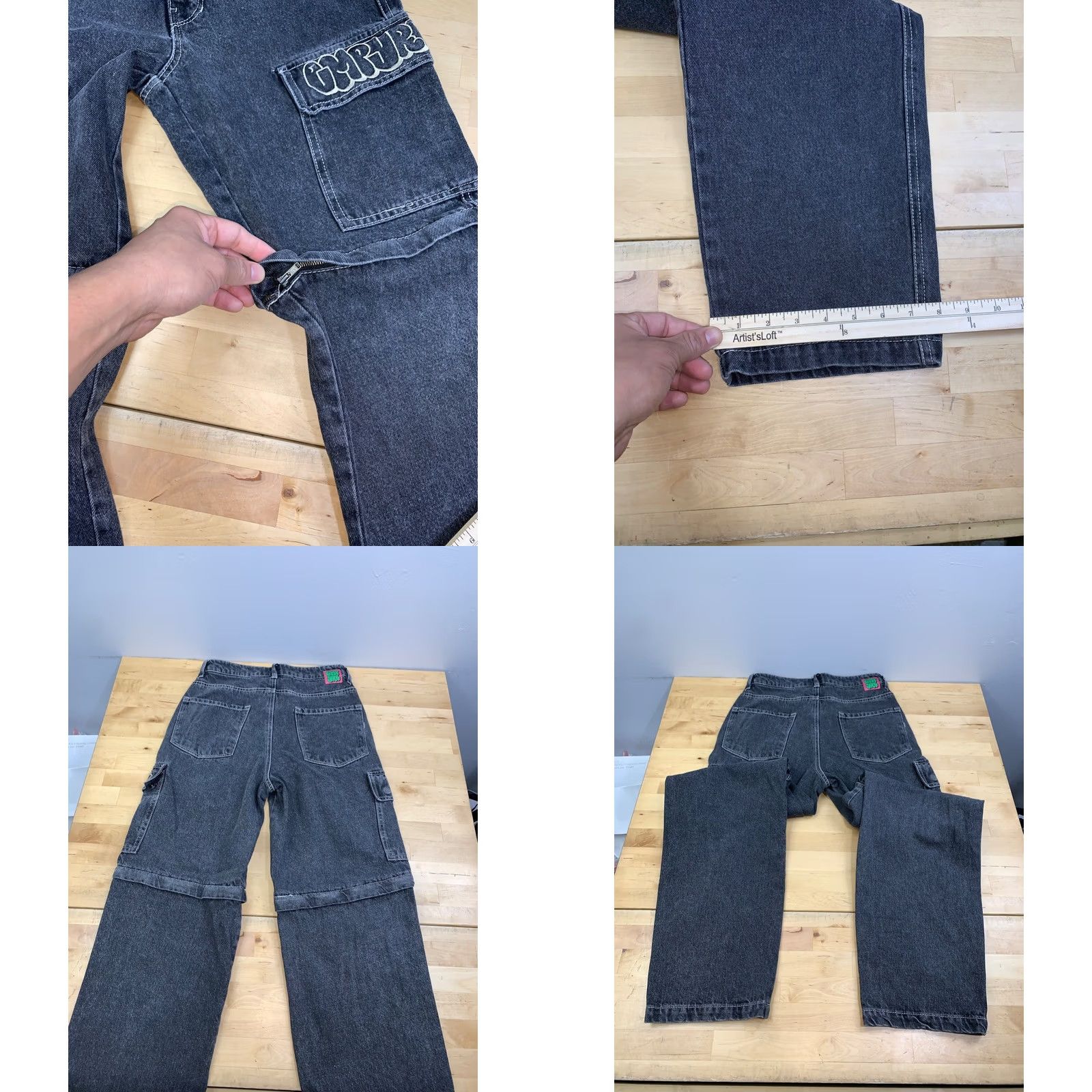 Empyre Empyre Denim Convertible Cargo Jeans Women 4 Black Faded Skate Streetwear 13240 Size 27" / US 4 / IT 40 - 9 Thumbnail