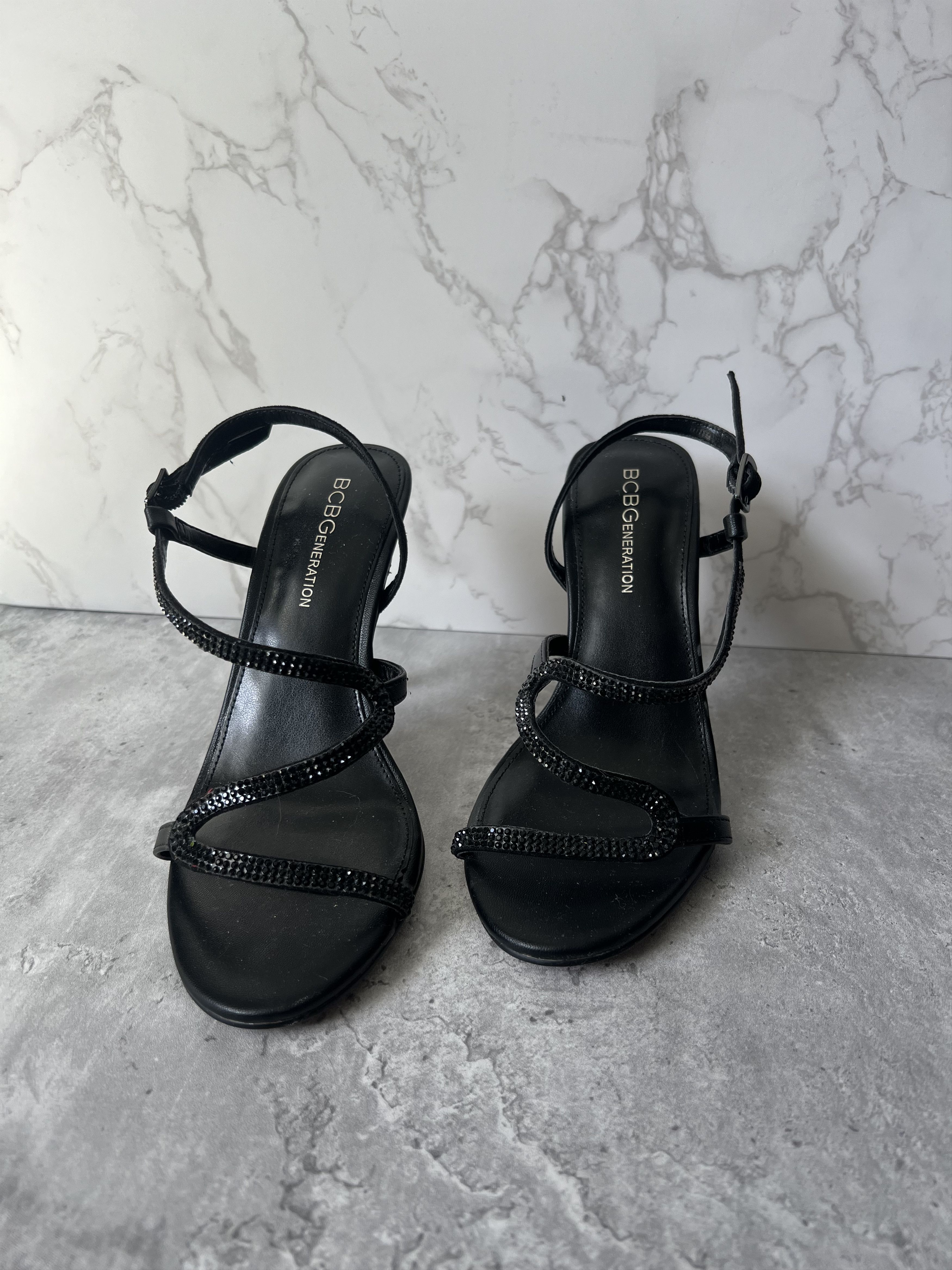 Bcbgmaxazria BCBGeneration Black Strappy Heeled Sandals - Size 6 Size US 6 / IT 36 - 3 Thumbnail