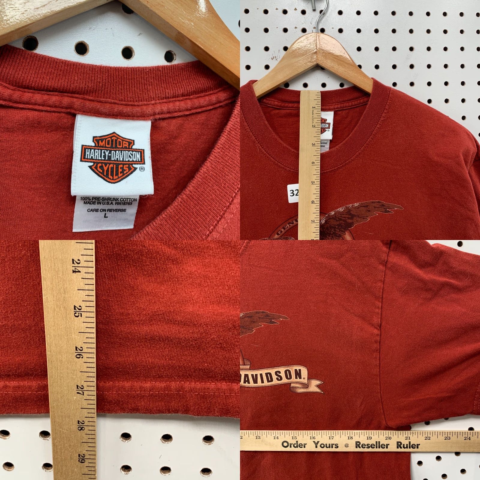 Harley Davidson VINTAGE Harley-Davidson Motorcycle T-Shirt Mens Large Orange Eagle Spell Out 21x27.5 Retro 90s Size US L / EU 52-54 / 3 - 8 Thumbnail