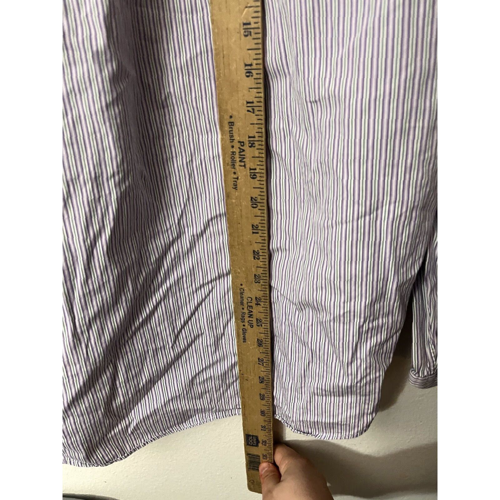 Polo Ralph Lauren VINTAGE Polo Ralph Lauren Dress Shirt Mens Regular 16.5 Purple Striped Regent Classic Fit Size 42R - 5 Thumbnail
