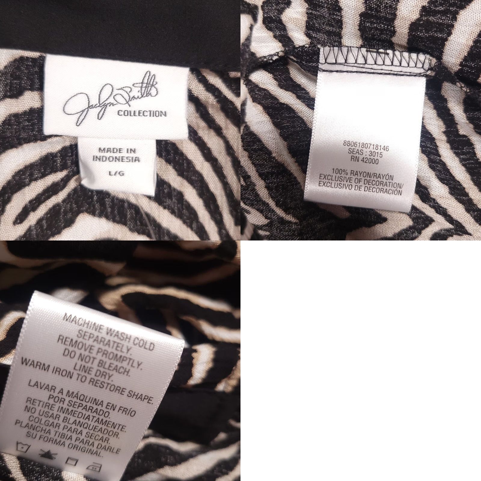 Vintage Jaclyn Smith Cardigan Women's Black Tan Tiger Striped Open Front 3/4 Sleeve Size L / US 10 / IT 46 - 9 Thumbnail