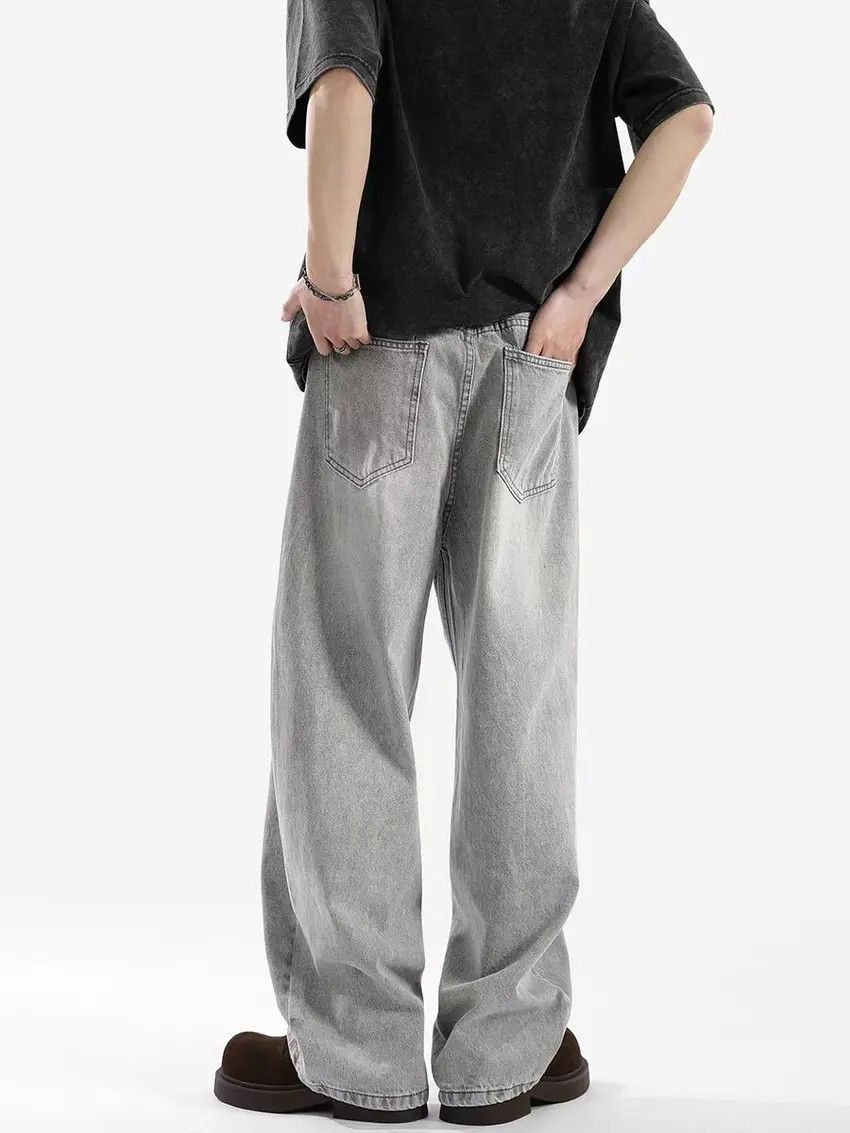 Designer × Japanese Brand Faded smoky gray washed and distressed baggy jeans Size US 34 / EU 50 - 4 Thumbnail