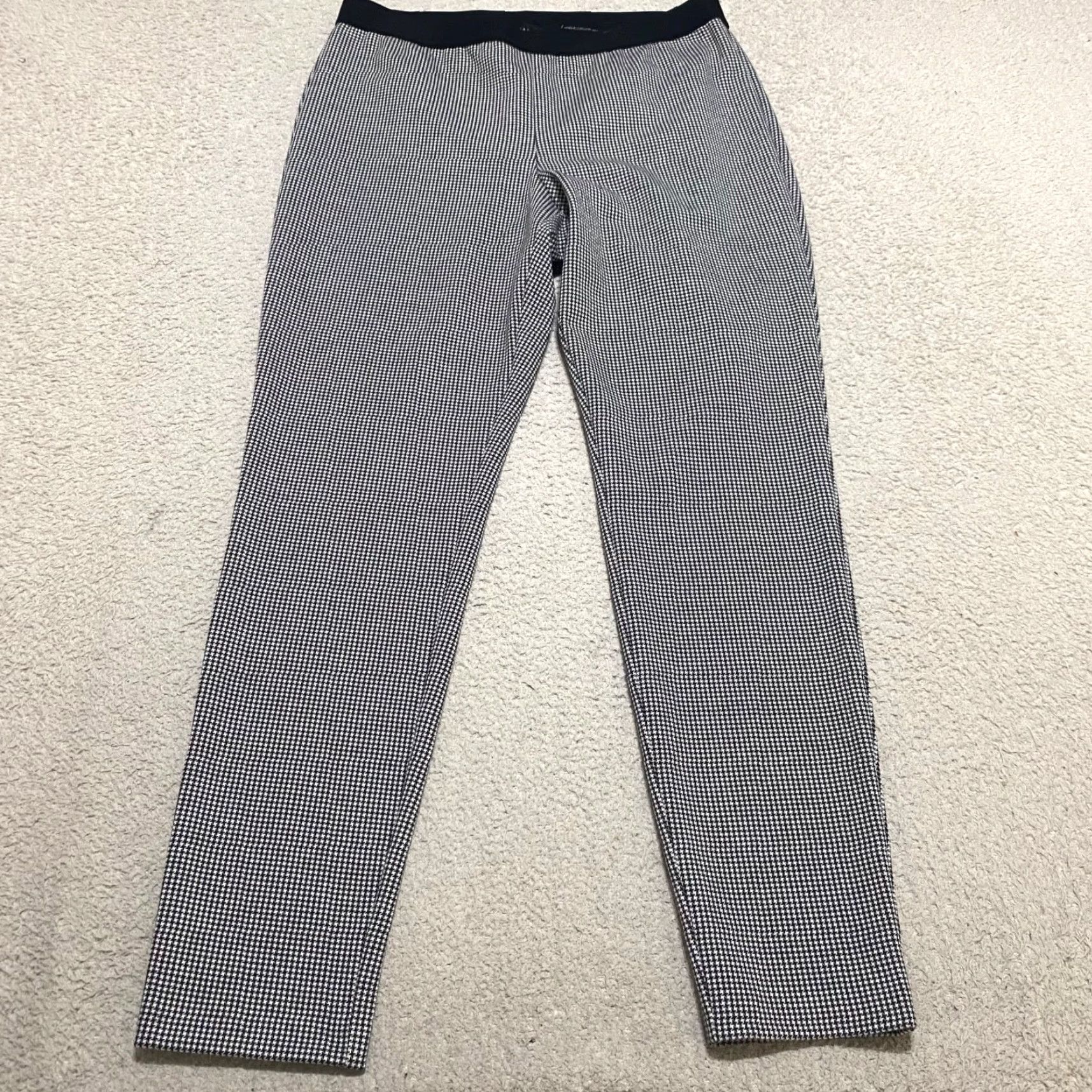 Talbots Talbots Women Pants 12 Black White Houndstooth Soho Ankle Pull On Knit High Rise Size 34" / US 12 / IT 48 - 2 Thumbnail