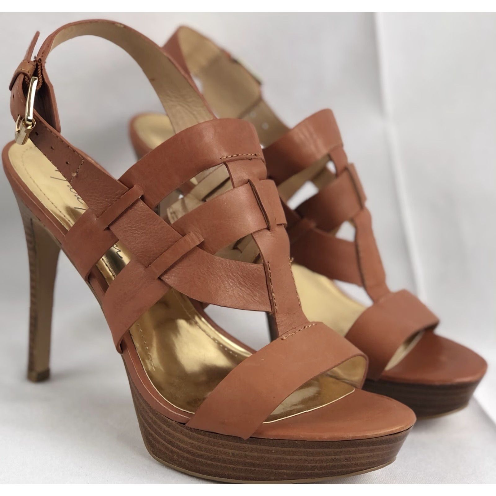 Marc Fisher Marc Fisher Stiletto Strappy Sandals 8.5 Brown Y2K 90s Open Toe Buckle Platform HighHeel Womens Size US 9 / IT 39 - 7 Thumbnail