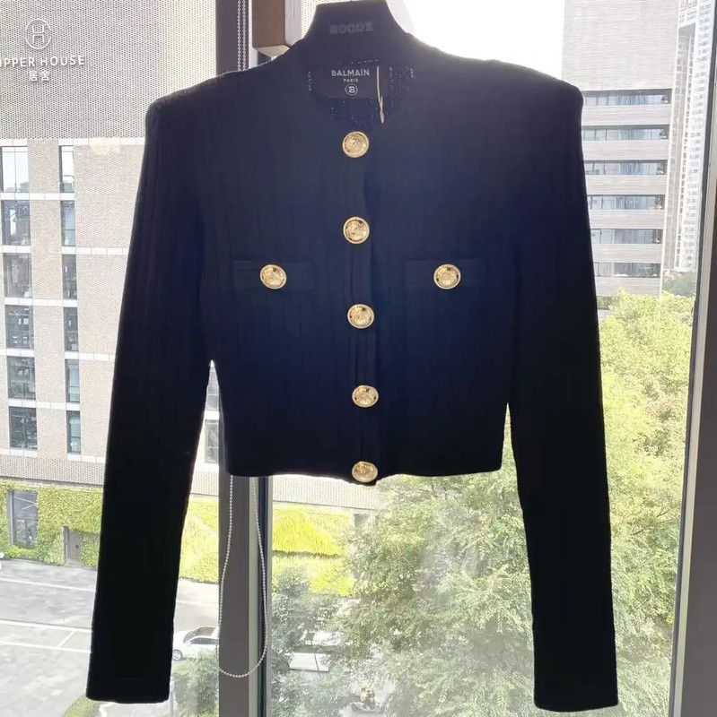 Balmain Balmain Black Cardigan with Gold Buttons 0089 Size ONE SIZE - 1 Thumbnail