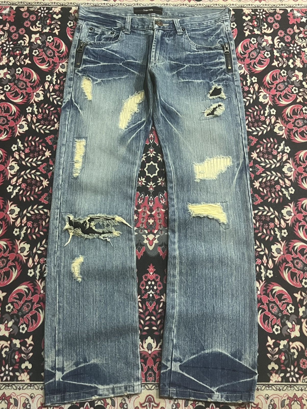 Le Grande Bleu (L.G.B.) Japanese Limited Dystopian Distress Blue Washed Grunge Jeans Size US 32 / EU 48 - 1 Thumbnail