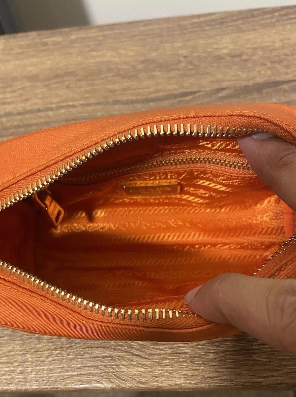 Prada Prada Tessuto orange nylon saffiano logo-lined clutch pouch Size ONE SIZE - 9 Thumbnail