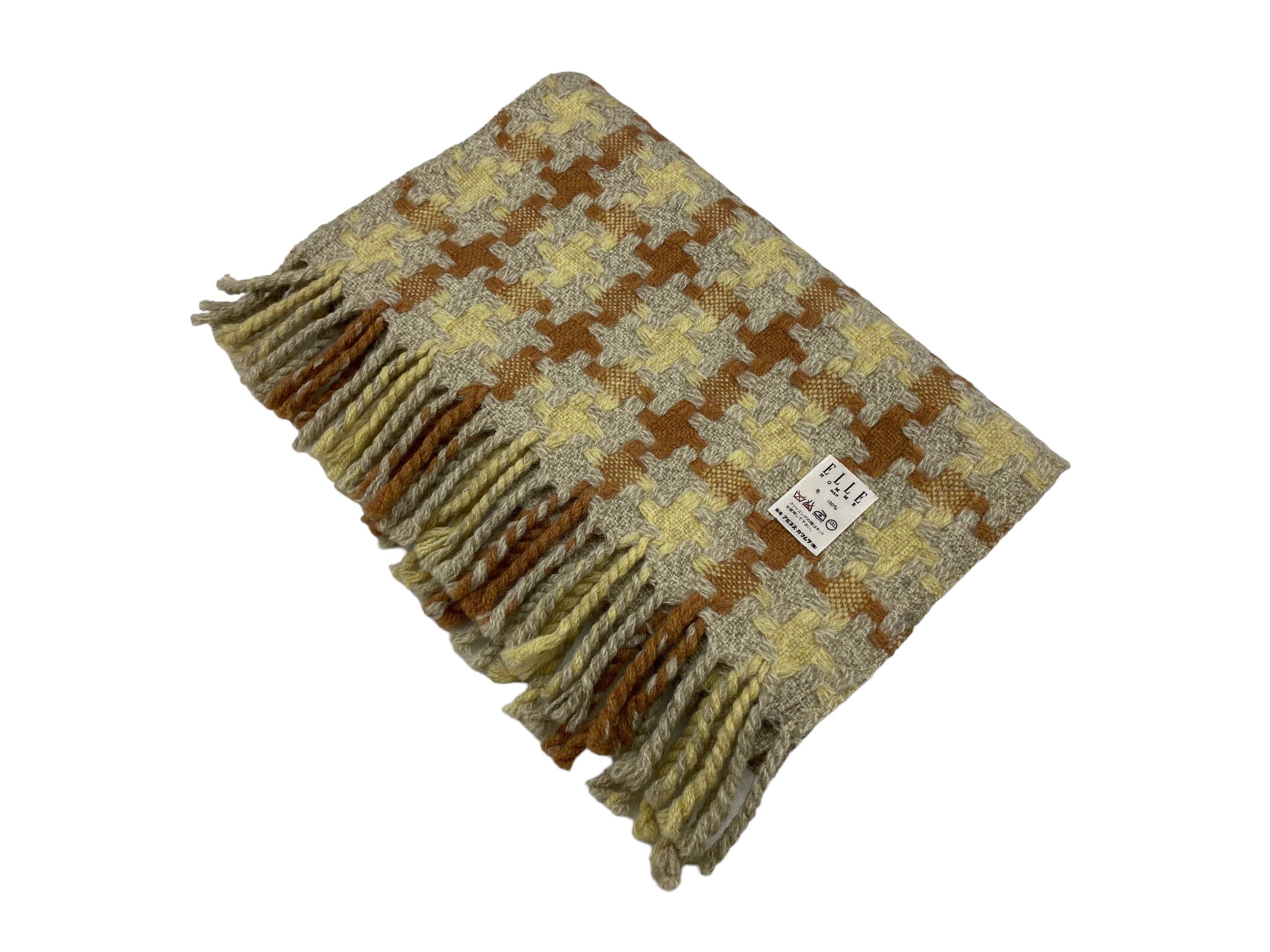 Vintage Vintage ELLE Homme Scarf – 90s Pure Wool Retro Muffler Size ONE SIZE - 2 Thumbnail