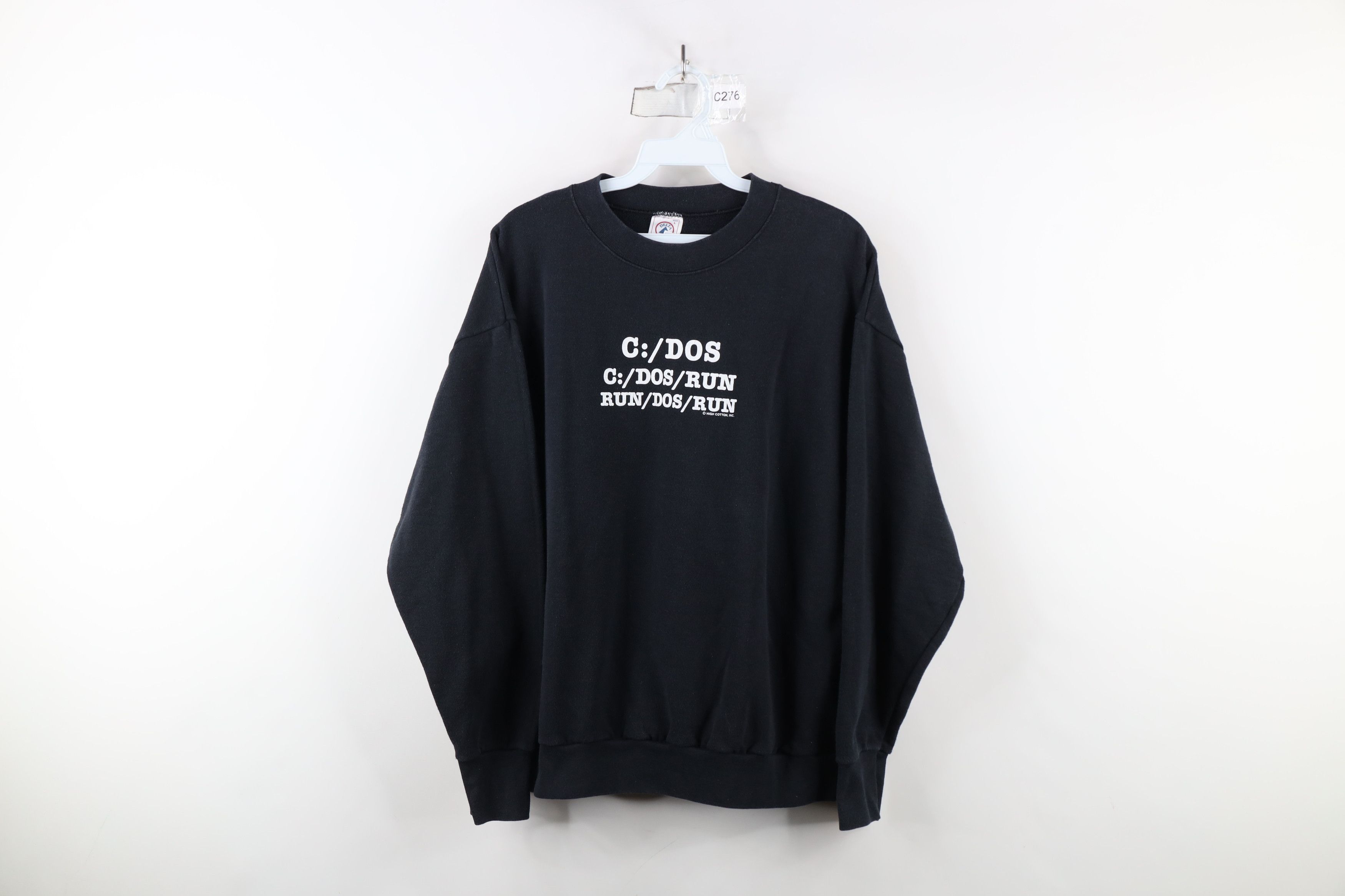 Vintage Vintage 90s Computer Nerd C Dos Run Sweatshirt Black USA Size US L / EU 52-54 / 3 - 1 Thumbnail