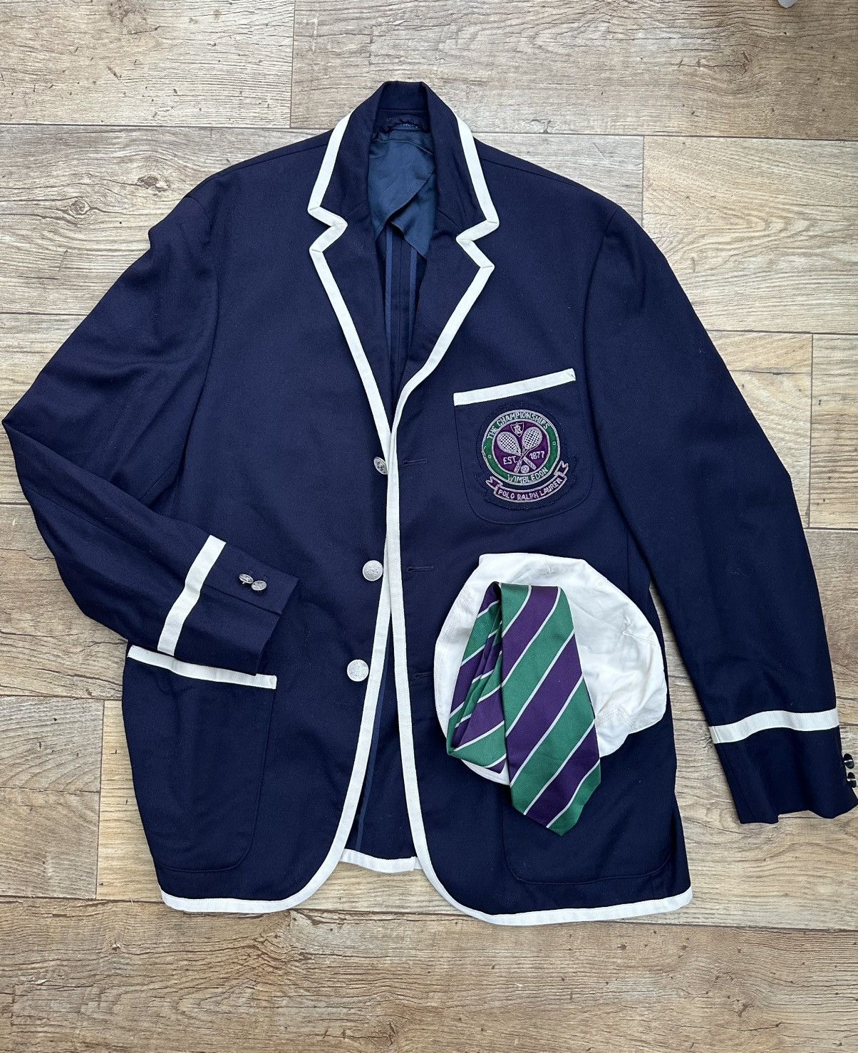Polo Ralph Lauren Wimbledon Tennis line judge blazer, tie and cap Size 40S - 2 Thumbnail