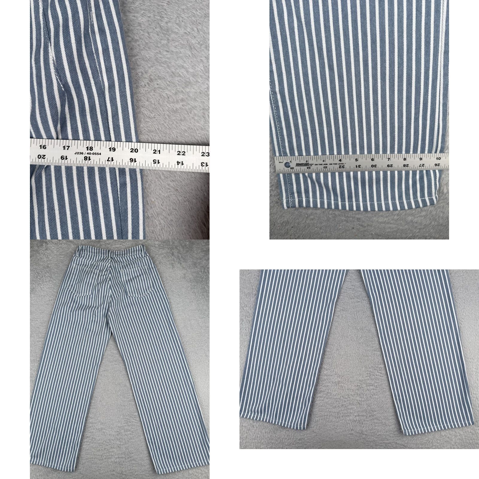 Vintage Jeans Women 26 Blue White Vertical Stripe Denim Wide Leg High Rise Cotton 26x29 Size 26" / US 2 / IT 38 - 9 Thumbnail